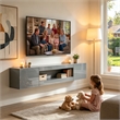 Afuera Living Contemporary 80-Inch Gray High-Gloss Floating TV Stand