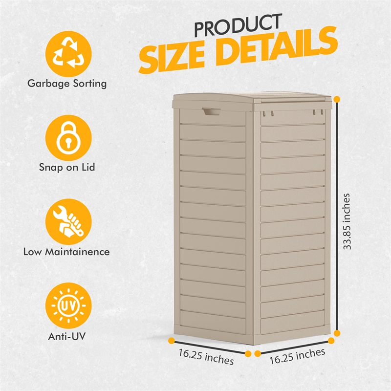 Afuera Living 31-Gallon Light Coffee Concealed Outdoor Trash Can