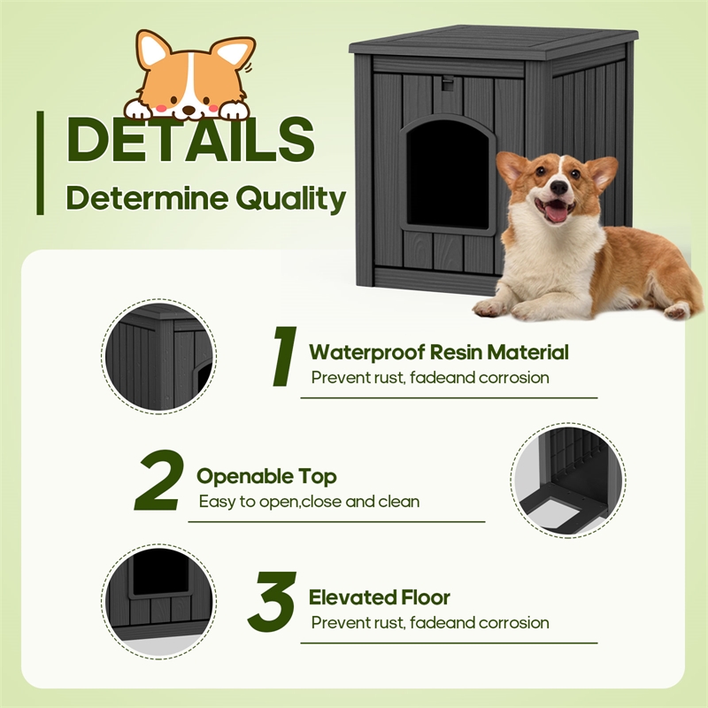 Afuera Living Black Outdoor Pet House for Small to Medium Pets