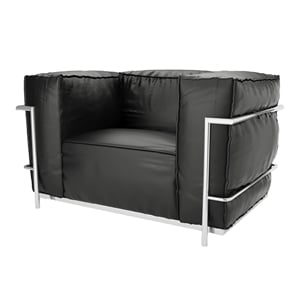 Afuera Living Black Leather Accent Chair with Stainless Steel Frame