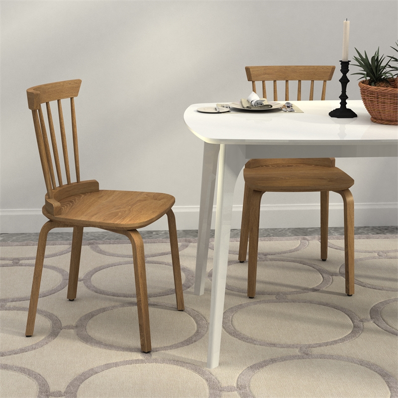 Afuera Living Contemporary Walnut Plywood Windsor Dining Chair Set of 2