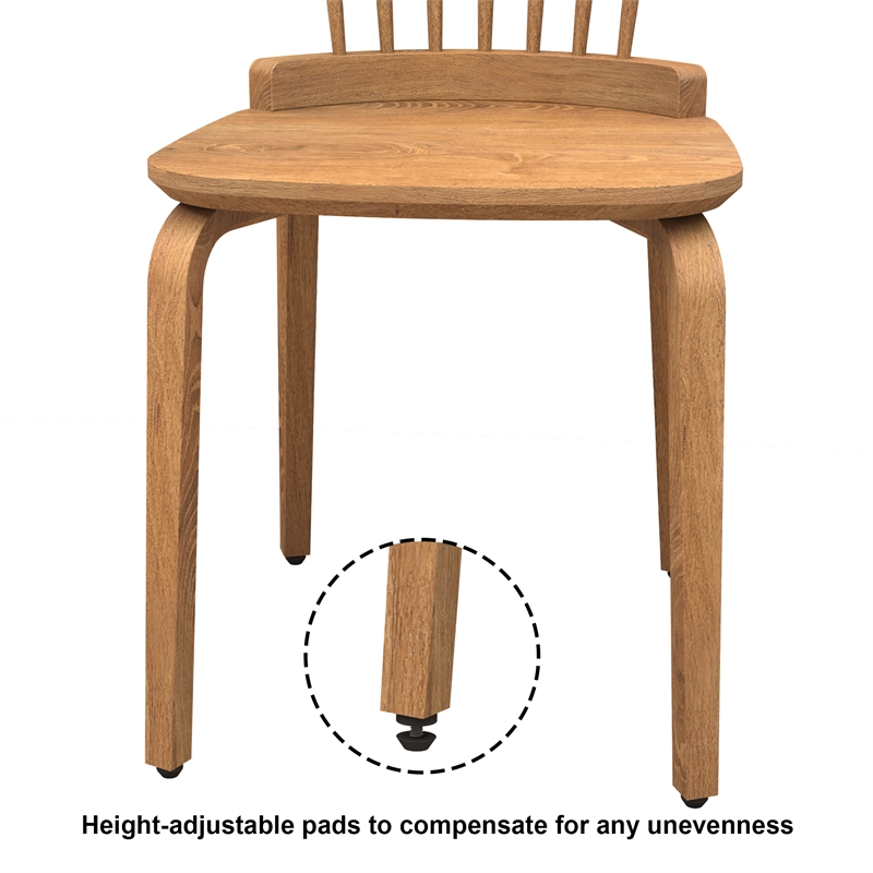 Afuera Living Contemporary Walnut Plywood Windsor Dining Chair Set of 2