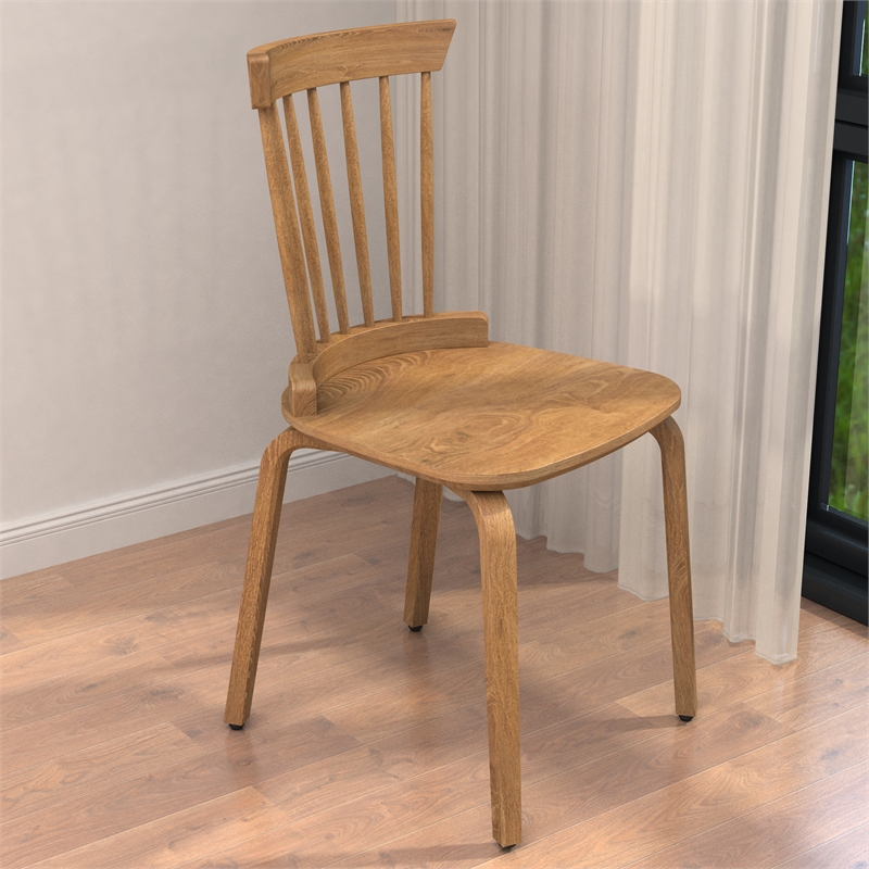 Afuera Living Contemporary Walnut Plywood Windsor Dining Chair Set of 2