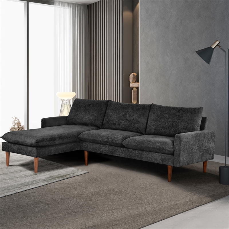Afuera Living Black 86-Inch L-Shaped Cashmere Convertible Sofa