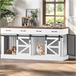 Afuera Living 71-Inch White Double Dog Crate with Storage Drawers