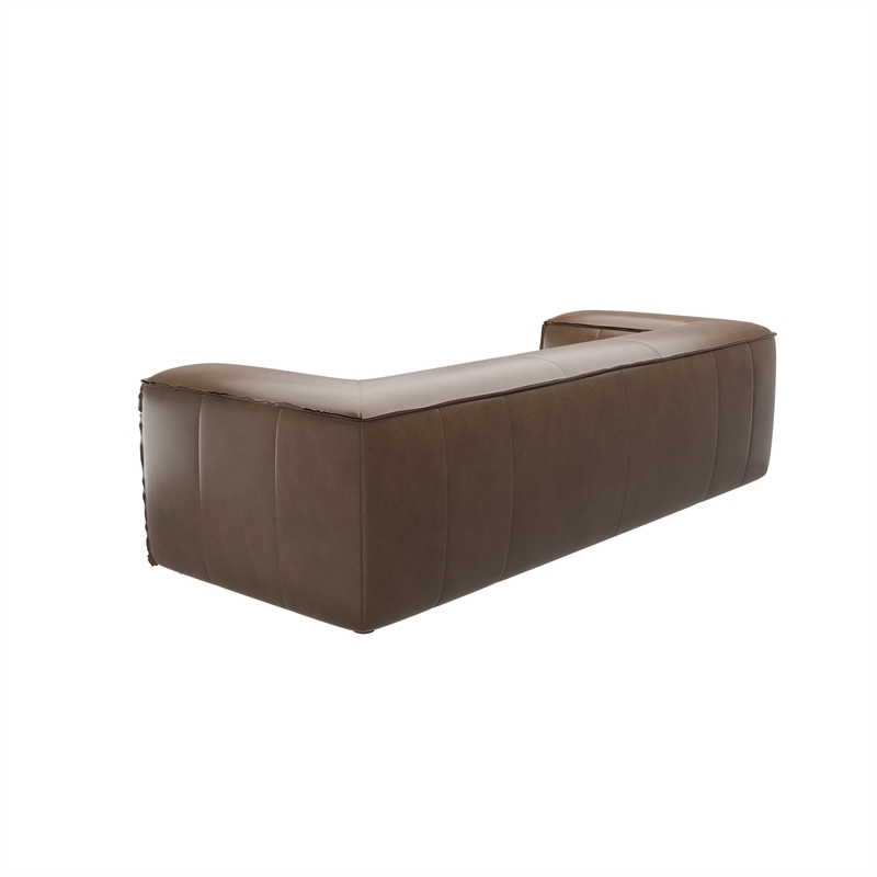 Afuera Living Contemporary Brown Full Aniline Genuine Leather Sofa
