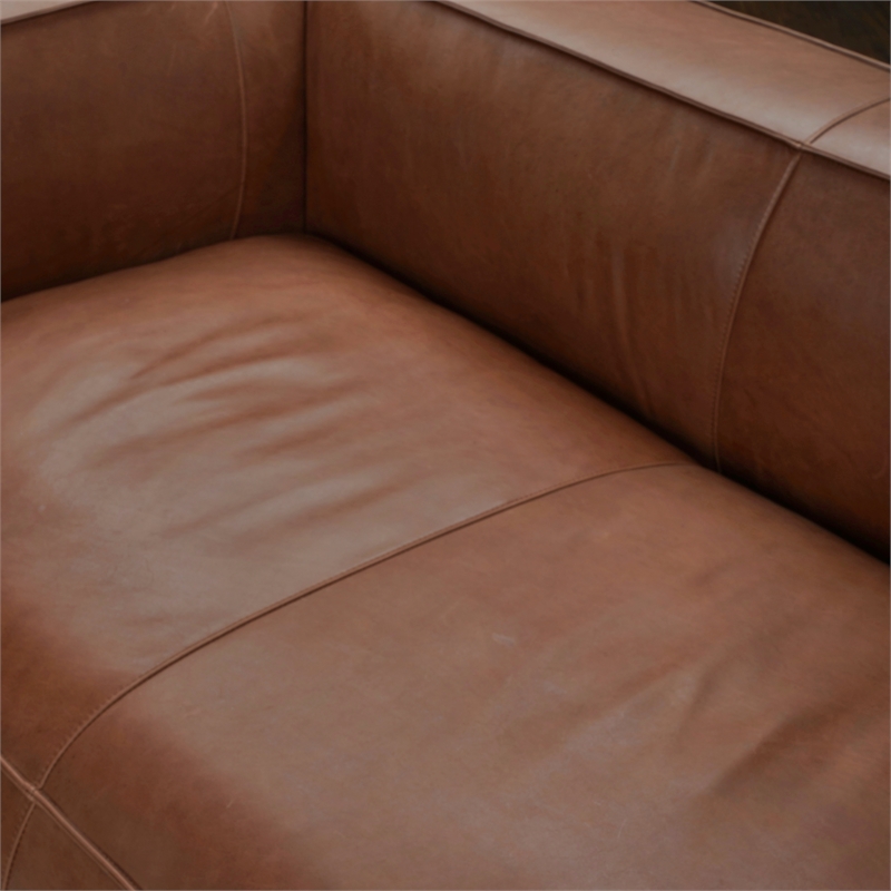 Afuera Living Contemporary Brown Full Aniline Genuine Leather Sofa