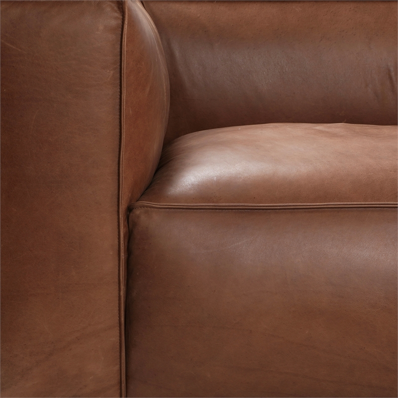Afuera Living Contemporary Brown Full Aniline Genuine Leather Sofa