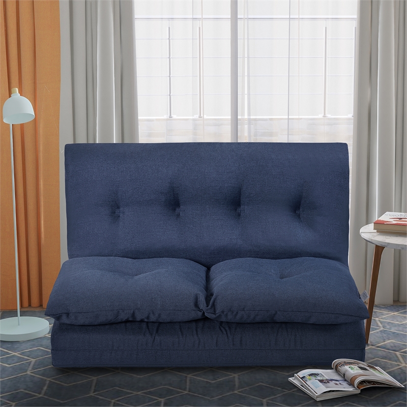 Afuera Living Contemporary Navy Blue Fabric Folding Floor Sofa Bed