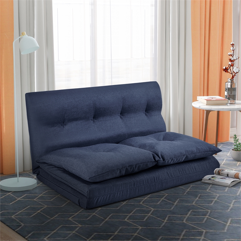 Afuera Living Contemporary Navy Blue Fabric Folding Floor Sofa Bed