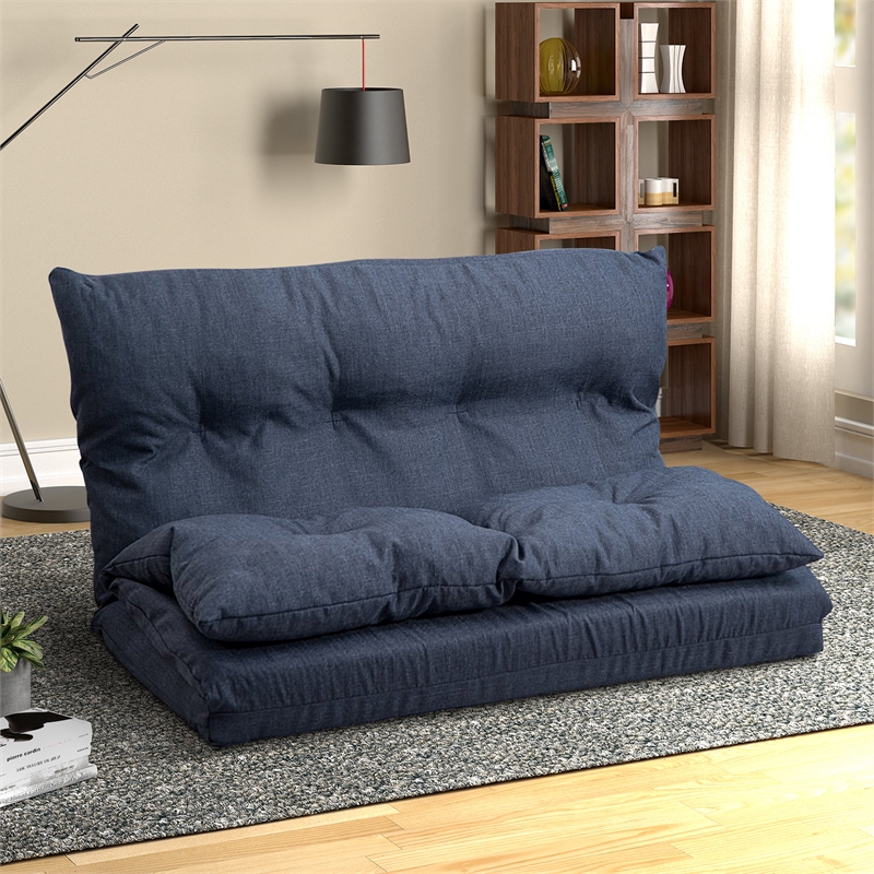 Afuera Living Contemporary Navy Blue Fabric Folding Floor Sofa Bed
