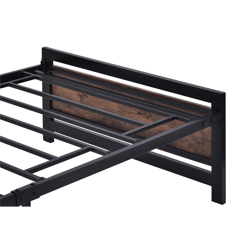 Afuera Living Contemporary Black Twin Metal and Wood Bed Frame