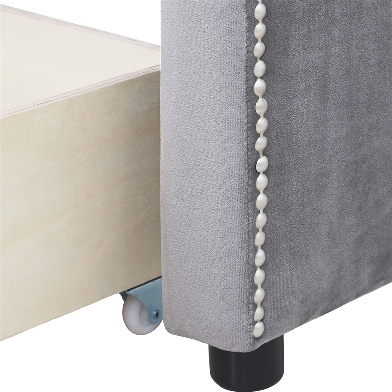Afuera Living Gray Twin Upholstered Daybed with 2 Storage Drawers
