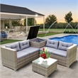 Afuera Living 4-Piece Patio Wicker Rattan Sofa Set with Storage
