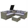 Afuera Living 4-Piece Patio Wicker Rattan Sofa Set with Storage