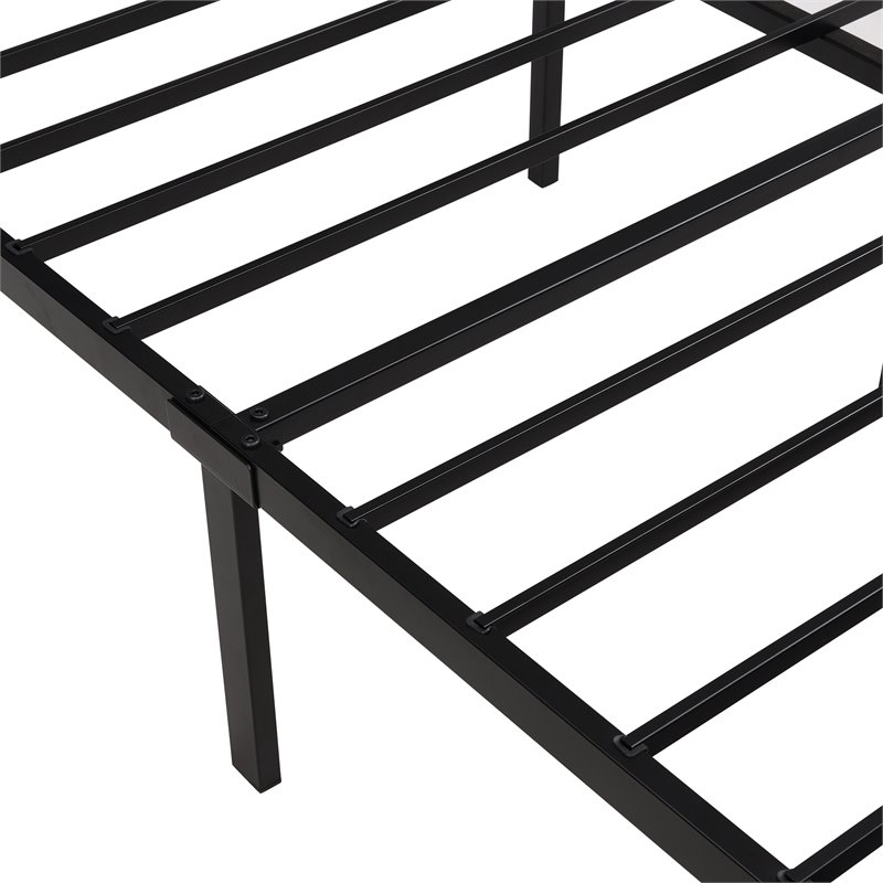 Afuera Living Gray Queen Metal Storage Bed with Linen Upholstery