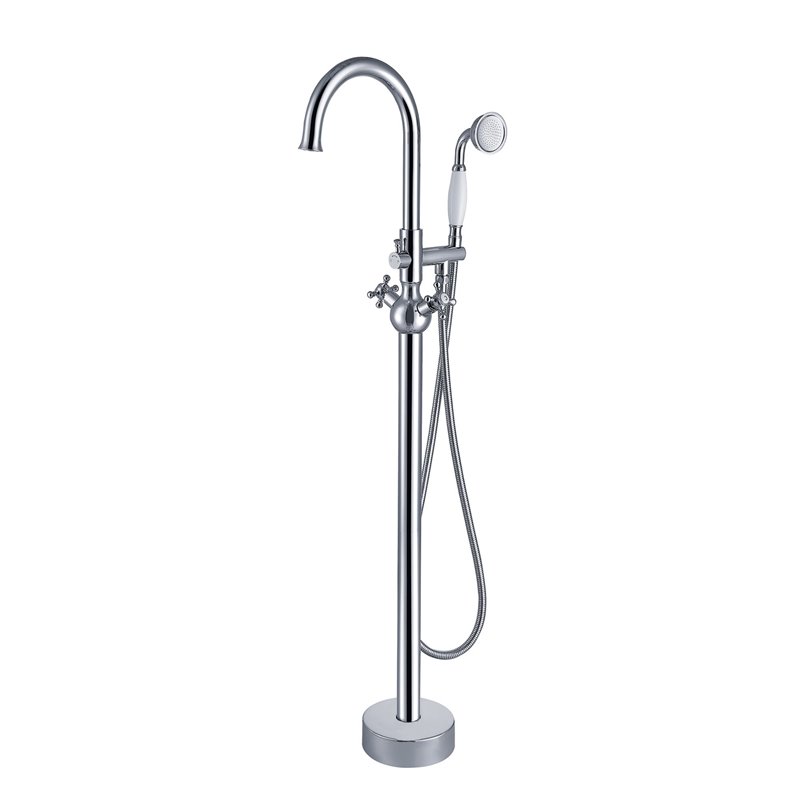 Afuera Living Freestanding Brass Bathtub Faucet in Chrome with Hand Shower
