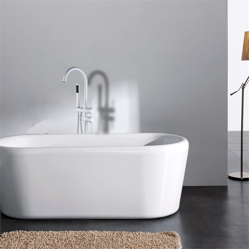 Afuera Living Contemporary Freestanding Brass Bathtub Faucet in White