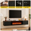 Afuera Living 67-Inch Black Floating TV Stand with 36-Inch Fireplace