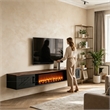 Afuera Living 67-Inch Black Floating TV Stand with 36-Inch Fireplace