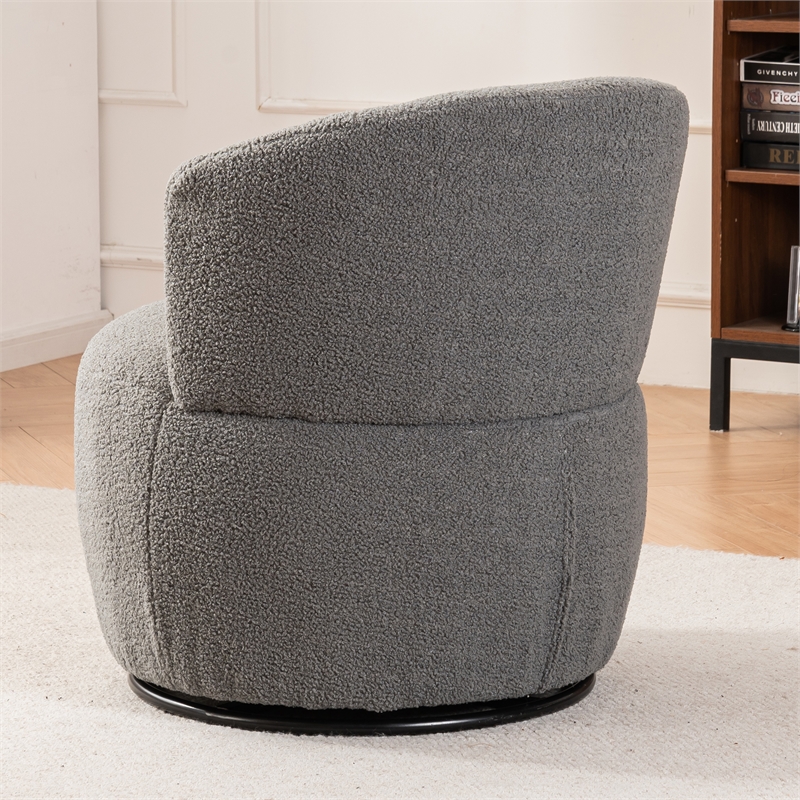 Afuera Living Gray Teddy Fabric 360-degree Rotating Armchair with Metal Base