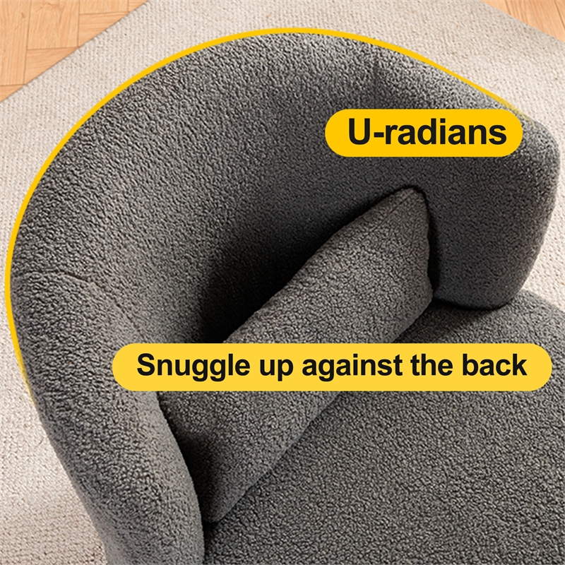 Afuera Living Gray Teddy Fabric 360-degree Rotating Armchair with Metal Base