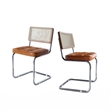 Afuera Living Stainless Steel Rattan & PU Leather Dining Chairs Set of 2