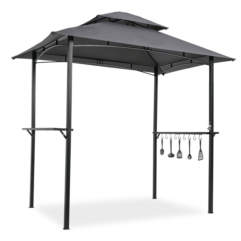 Afuera Living 8x5 ft Double Tier Outdoor Grill Gazebo with 2 Side Shelves
