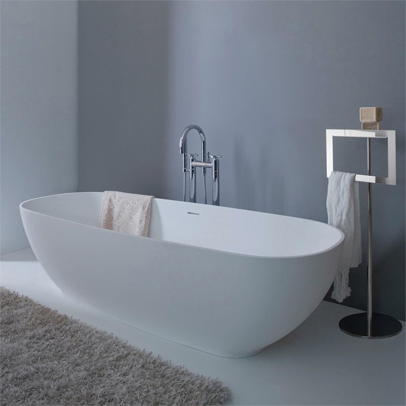 Afuera Living Contemporary White Freestanding Acrylic Soaking Bathtub