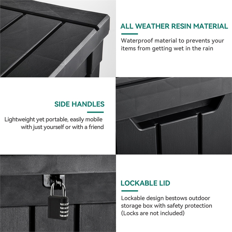 Afuera Living 50-Gallon Black Resin Weatherproof Outdoor Storage Box