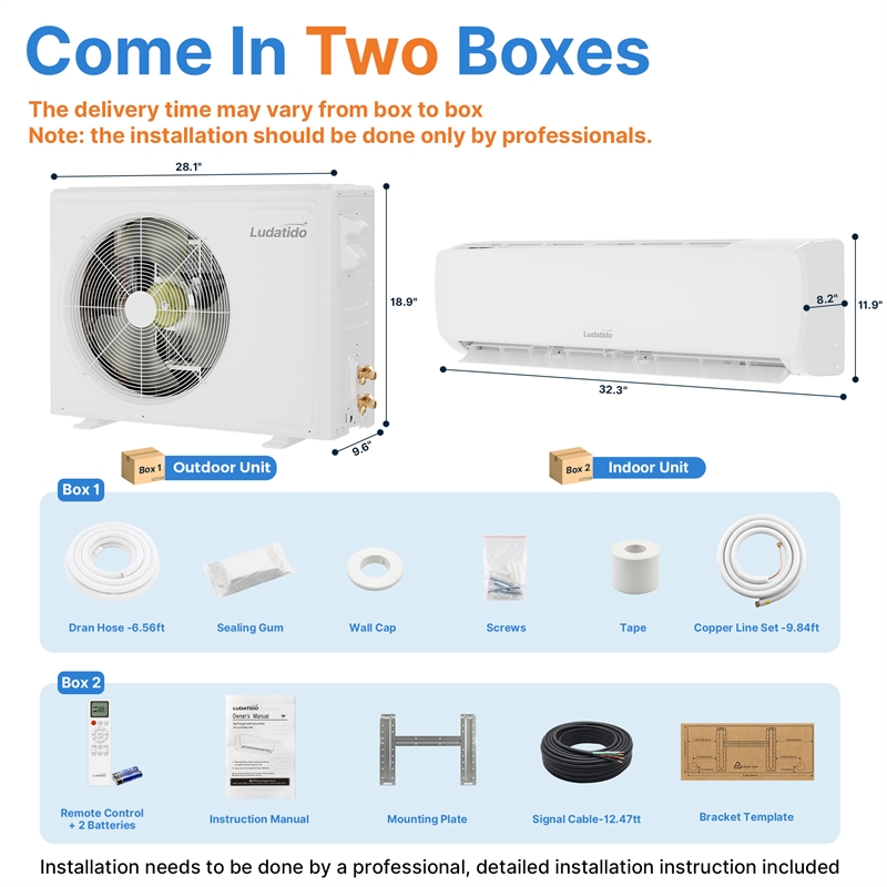 Afuera Living 9000 BTU Mini Split Air Conditioner/Heat Pump for 350-500 Sq. Ft.