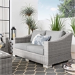 Afuera Living Light Gray Rattan Patio Loveseat with Cushioned Seating