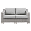 Afuera Living Light Gray Rattan Patio Loveseat with Cushioned Seating