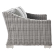 Afuera Living Light Gray Rattan Patio Loveseat with Cushioned Seating