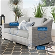 Afuera Living Light Gray Rattan Patio Loveseat with Cushioned Seating