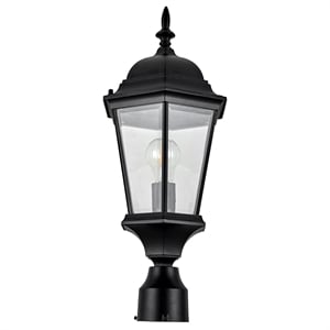 Afuera Living Aluminum Outdoor Lamp Post with LED Light and Outlet Black Finish