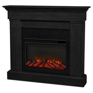 Afuera Living 47.5&quot Slim Electric Fireplace Solid Wood Glass Black