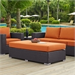 Afuera Living Rectangle Rattan Patio Ottoman in Espresso/Orange