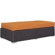 Afuera Living Rectangle Rattan Patio Ottoman in Espresso/Orange