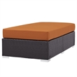 Afuera Living Rectangle Rattan Patio Ottoman in Espresso/Orange