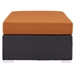 Afuera Living Rectangle Rattan Patio Ottoman in Espresso/Orange