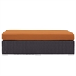 Afuera Living Rectangle Rattan Patio Ottoman in Espresso/Orange
