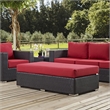 Afuera Living Rectangle Rattan Patio Ottoman in Espresso/Red