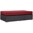Afuera Living Rectangle Rattan Patio Ottoman in Espresso/Red