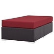 Afuera Living Rectangle Rattan Patio Ottoman in Espresso/Red