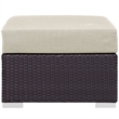 Afuera Living Square Rattan Patio Ottoman in Espresso/Beige