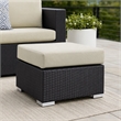 Afuera Living Square Rattan Patio Ottoman in Espresso/Beige