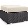 Afuera Living Square Rattan Patio Ottoman in Espresso/Beige