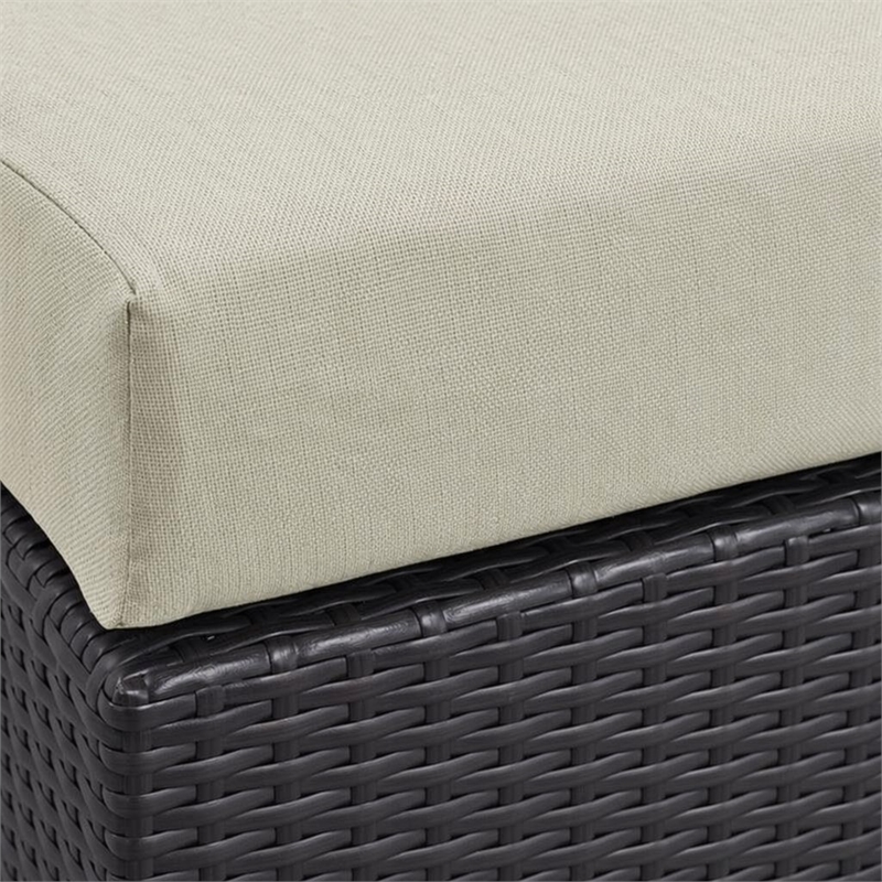 Afuera Living Square Rattan Patio Ottoman in Espresso/Beige