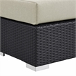Afuera Living Square Rattan Patio Ottoman in Espresso/Beige